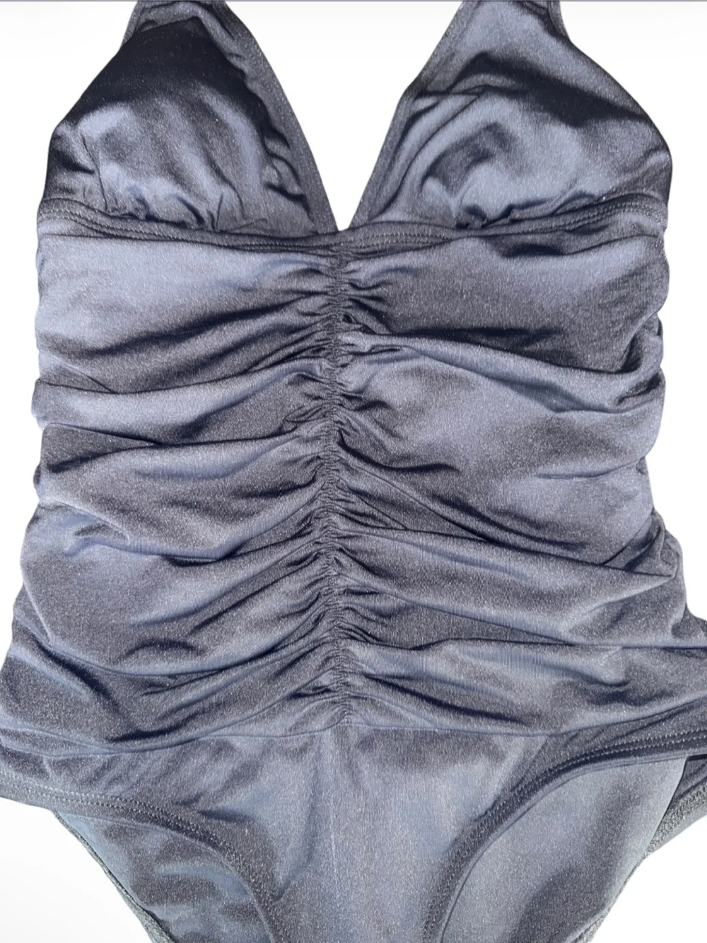 L*Space Black Ruched Halter One Piece Swimsuit Size 4 Made in USA